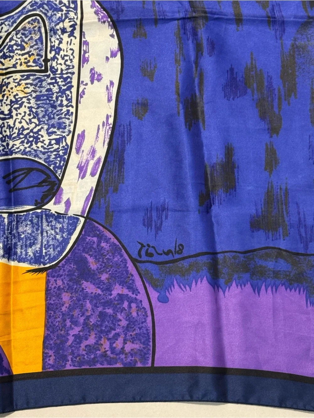 Vintage Pablo Picasso Silk Scarf Femme Assise Cubist Art Print 34